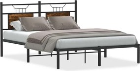 vidaXL Cadru pat fără saltea stejar afumat, 140x190 cm, lemn prelucrat