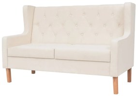 vidaXL Canapea cu 2 locuri, material textil, alb crem