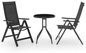 3070654 vidaXL Set mobilier bistro, 3 piese, negru și antracit