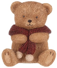 Decorațiune Ursuleț cu eșarfă roșie, poliresină, 10 cm