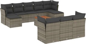 vidaXL Set canapele de grădină cu perne, 11 piese, gri, poliratan