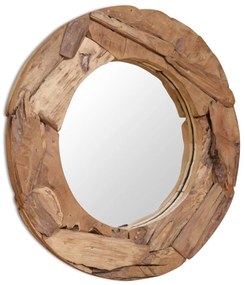 Oglinda decorativa, lemn de tec, 80 cm, rotunda 1, 80 cm