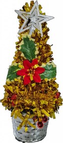 Brad artificial de Craciun NOVOKIDS™ Mini Christmas Tree, Pentru casa si birou, Cu decoratiuni si suport incluse, Coroana bogata, Inaltime 35 cm, Pom