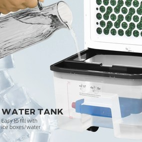 HOMCOM Răcitor de Aer Portabil 4-în-1 de 10L cu Umidificator, Sistem de Răcire, Timer 8 Ore, Telecomandă, pentru Încăperi de până la 20㎡, 60W, ABS, Alb și Negru, 38,2 x 31,6 x 76 cm | Aosom Romania