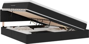 vidaXL Pat cu saltea și LED cu saltea Negru 200 x 200 cm Catifea