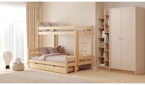 Pat supraetajat Lovic 90x200/120x200 cu sertare dreapta - pin