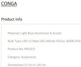 Pendul LED stil minimalist CONGA albastru