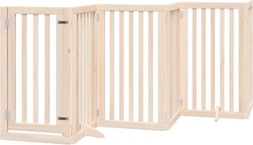 vidaXL Poartă de acces pentru câini cu ușă pliabilă, 6 panouri, 300 cm, lemn de plop