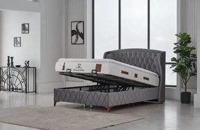 Pat tapițat de lux pentru 2 persoane cu ladă Marisa