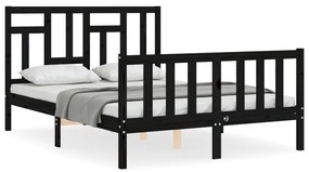 3193140 vidaXL Cadru de pat cu tăblie, negru, 120x200 cm, lemn masiv