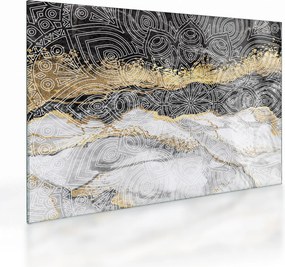 Tablou pe sticlă - Mandala în marmură (70x50 cm)