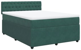 3287791 vidaXL Pat box spring cu saltea, verde închis, 160x200 cm, catifea