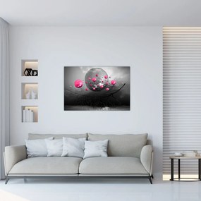 Tabloul cu bile abstracte roz (90x60 cm)