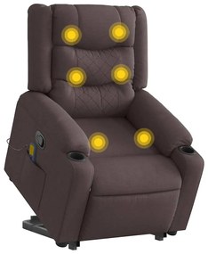 vidaXL Fotoliu rabatabil de masaj, cu ridicare, maro închis, textil