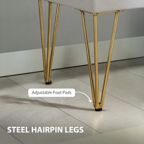 HOMCOM Bancă cu Depozitare din Material Textil și Picioare din Oțel, 100x40x49 cm, Gri Deschis | Aosom Romania