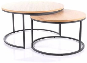 Set 2 mese de cafea Atlanta III stejar/negru