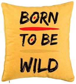 Perna Decorativa, Model Born to Be Wild, 40x40 cm, Galben, Husa Detasabila, Burduf