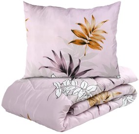 Patura matlasata pentru tot anul 140x200 cm cu perna LISTY roz 70x90 cm
