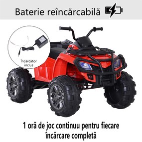 ATV copii HOMCOM, lumini si sunete, 118x80x80cm rosu | Aosom RO