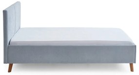 Pat matrimonial albastru deschis tapițat cu somieră 140x200 cm Piano – Meise Möbel