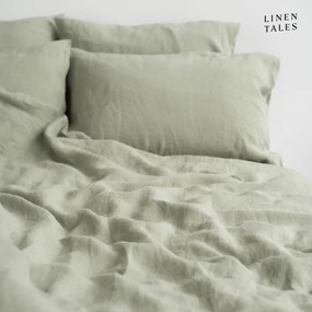 Lenjerie de pat verde-deschis din in pentru pat de o persoană 140x200 cm – Linen Tales