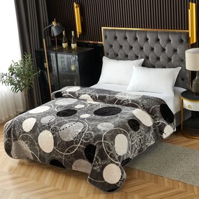 Pătură Cocolino gofrată 3D, gri cu cercuri, 200x240 cm, 2,2 kg, PGU208