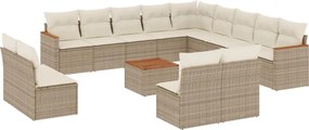 vidaXL Set canapele de grădină, 14 piese, cu perne, bej, poliratan