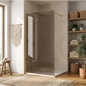 Paravan de dus fumuriu Rea Flexi Brown 80 cm auriu periat