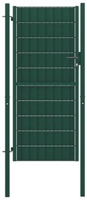 Poarta de gard, verde, 100x124 cm, PVC si otel Verde, 100 x 124 cm