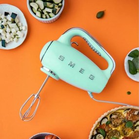 Mixer manual SMEG 50's Style HMF01PGEU, 250 W, 9 viteze, Functie Turbo, Afisaj LED, Timer, Accesorii, Verde