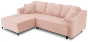 Coltar extensibil Willow cu colt pe partea stanga si tapiterie din tesatura structurala, roz