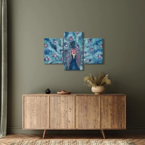 Tablou cu păun pictat (90x60 cm)