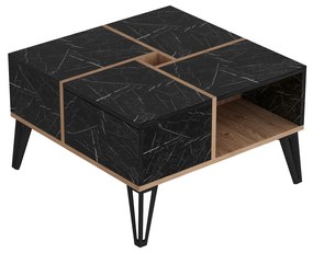 Masă de cafea Nicholas (Negru + Nuc + Alb). 1089610