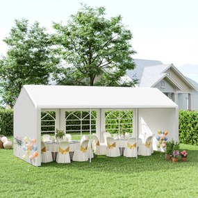 Outsunny Cort de Gradină cu Ferestre Laterale, Uși cu Balama și Copertină Anti UV, 600x300x280 cm, Alb | Aosom Romania