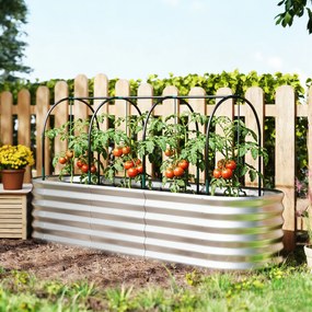 Outsunny Jardinieră Exterioară Mare cuHusă de Seră și Plasă Fund Deschis pentru Patio Terasă 200x60x103 cm Argintiu | Aosom Romania