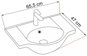 Dulap inferior Bianca Plus 65 cu lavoar, culoare stejar sonoma