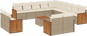 vidaXL Set canapele de grădină, 14 piese, cu perne, bej, poliratan