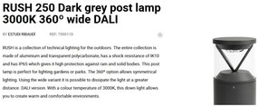Mini Stalp LED iluminat exterior simetric 360º wide IP65 RUSH 25cm 3000K DALI