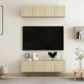 Set dulapuri TV, 4 piese, stejar sonoma, 60x30x30 cm, PAL 4, Stejar sonoma, 60 x 30 x 30 cm