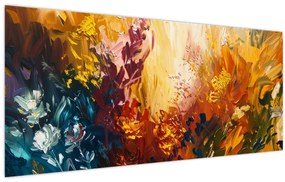Tablou - pictură abstractă de flori (120x50 cm)