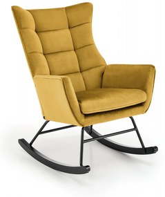 Fotoliu tip balansoar Bazalto velvet mustariu H92 cm