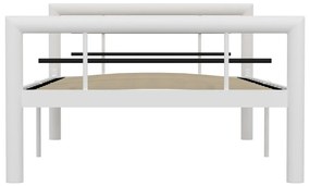 Cadru de pat, alb si negru, 100 x 200 cm, metal white and black, 100 x 200 cm