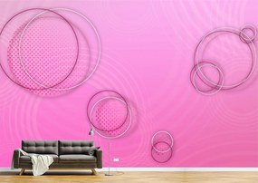 Tapet Premium Canvas - Cercuri roz si albe abstract