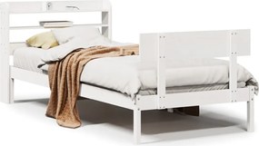 vidaXL Cadru de pat fără saltea, alb, 75x190 cm, lemn masiv de pin