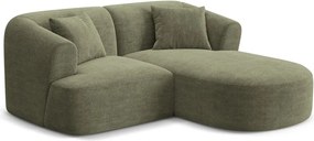 Colțar verde cu tapițerie din catifea reiată (cu colț pe partea dreaptă/cu șezlong) Campi – Cosmopolitan Design