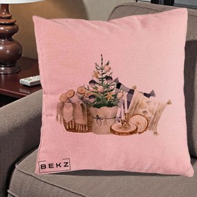 Perna Decorativa Colt Cozy de Craciun Boho, 40x40 cm, Roz, Husa Detasabila, Perna Inclusa, BEKZ®