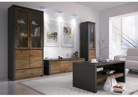 Zondo Comodă Modestus K3S (Stejar lefkas închis + smooth gri). 809332