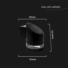 LED lampă solară de perete exterior 1W 3,7V 3000K IP54 1200mAh negru