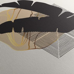 Tablou - Abstracție cu frunze tropicale N⁰4 (cu ceas) (90x30 cm)