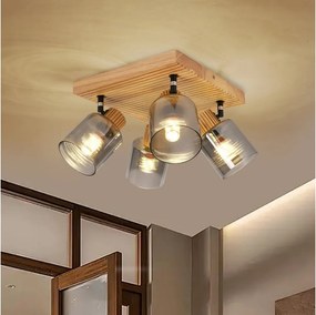 Brilagi - Plafonieră cu spoturi HYGGE 4xE14/15W/230V lemn/fumuriu